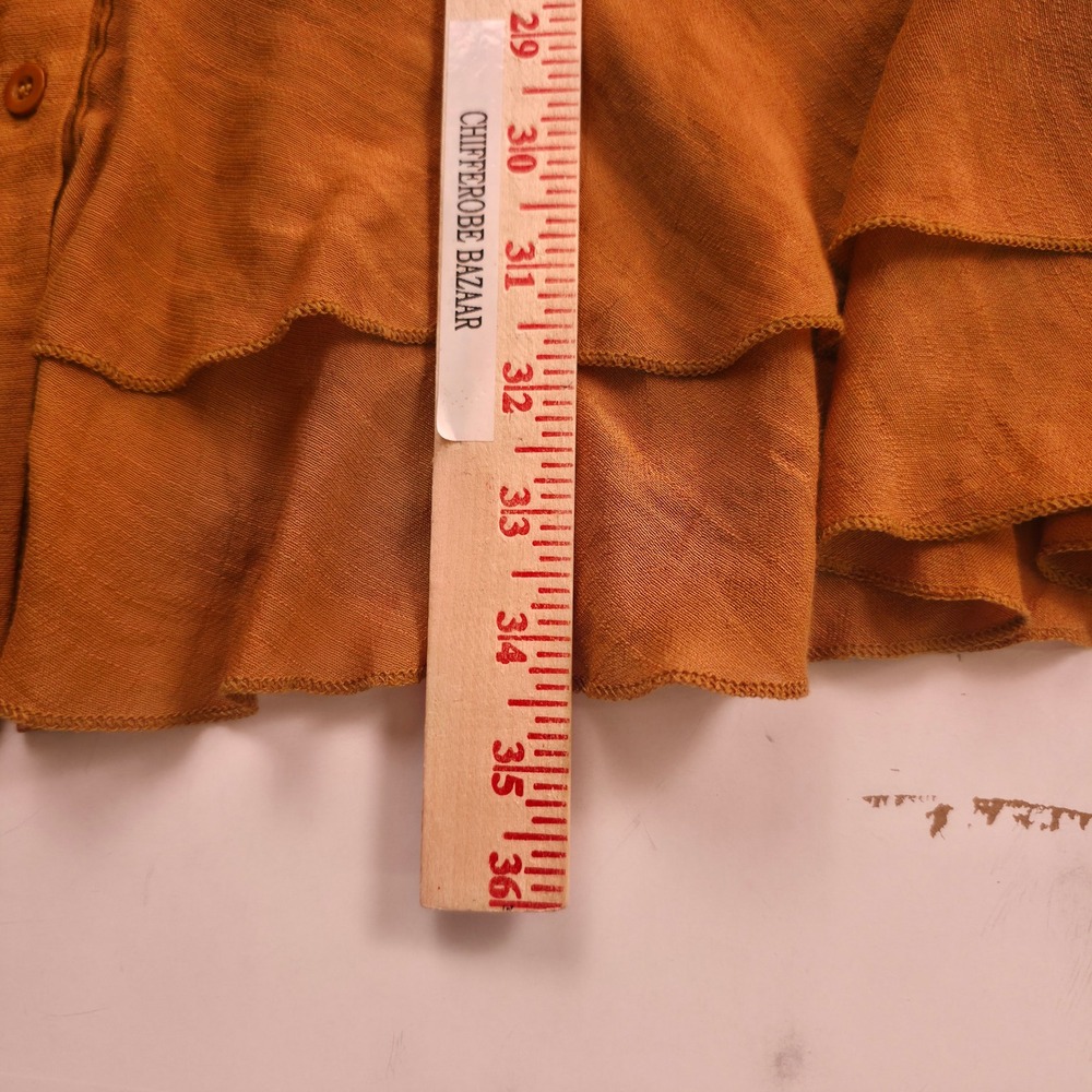 Rebellion‎ Again Mini Dress Womens 1X Brown Rust Cottagecore Tiered Prairie Plus - Picture 7 of 14